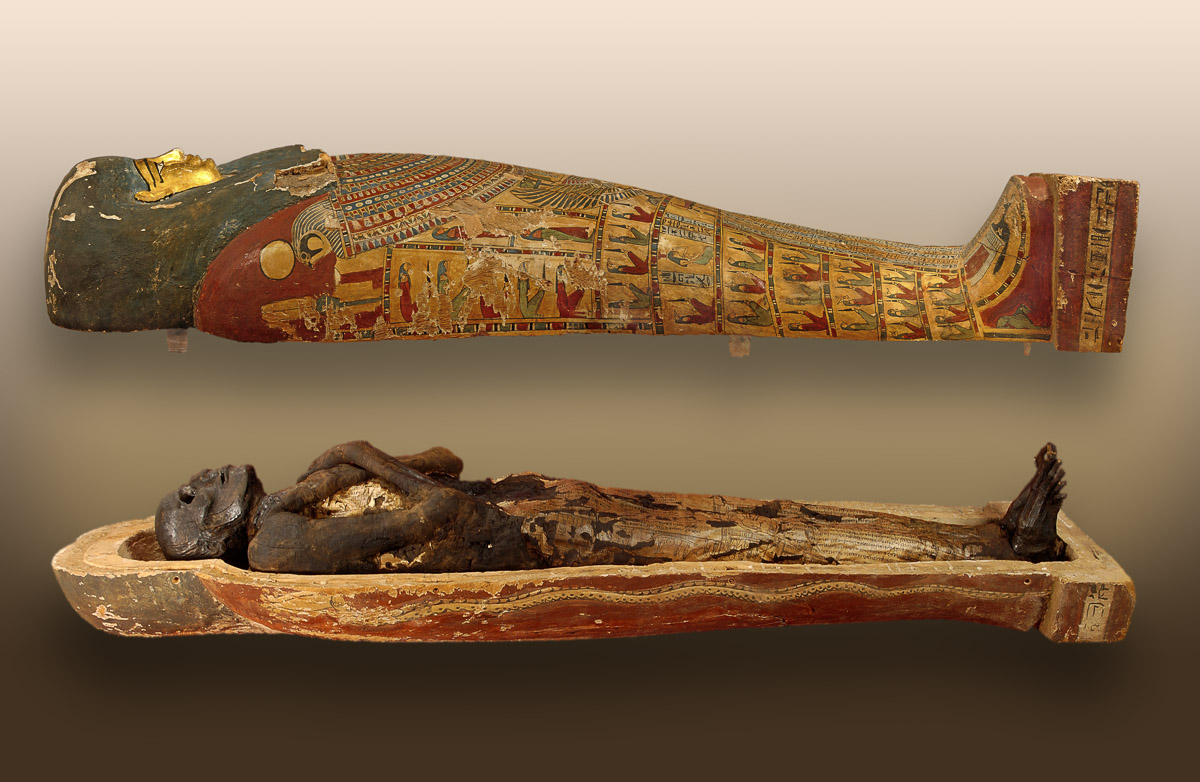 Sarg mit Mumie des Nes-Schu © Musée d’Yverdon et région, Yverdon. Foto: Swiss Coffin Project